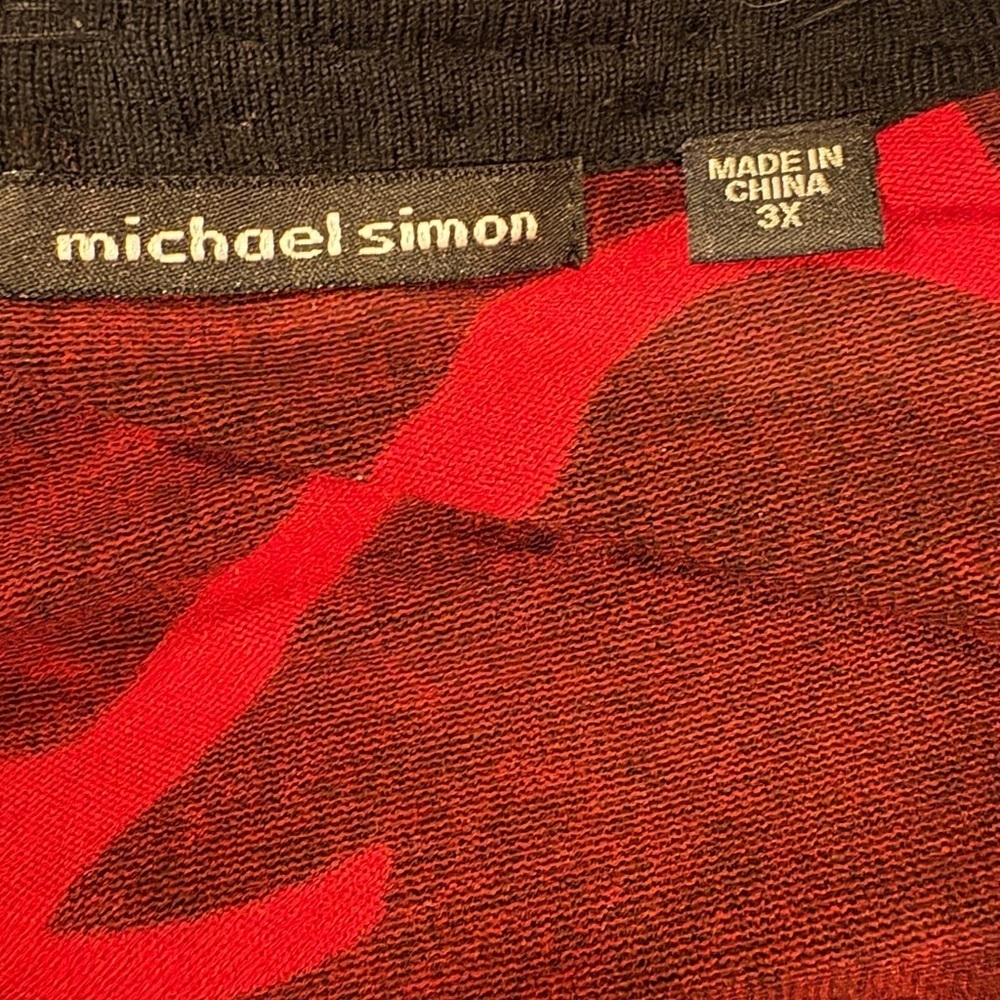 Michael Simon cardigan sweater beaded sz 3X red black - Picture 5 of 7